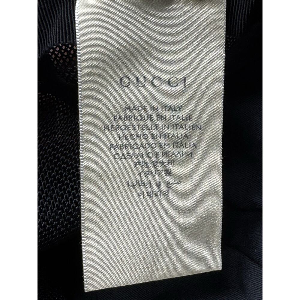 GUCCI Black Red Embroidered Logo Adjustable Leather Strap Trucker Cap - Picture 9 of 10